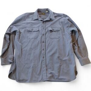 LL Bean VTG Y2K 90s Flannel Button-Up Traditional Work Shirt Blue Heavy XL Men